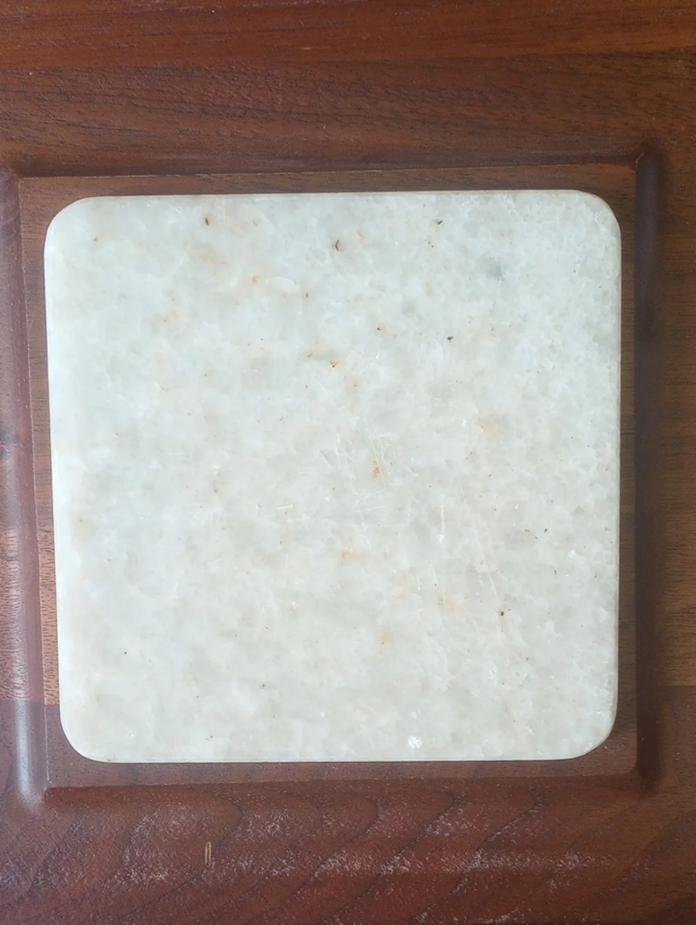 Vintage Marble & Wood Cutting Board w/; Decorative Gold Handles